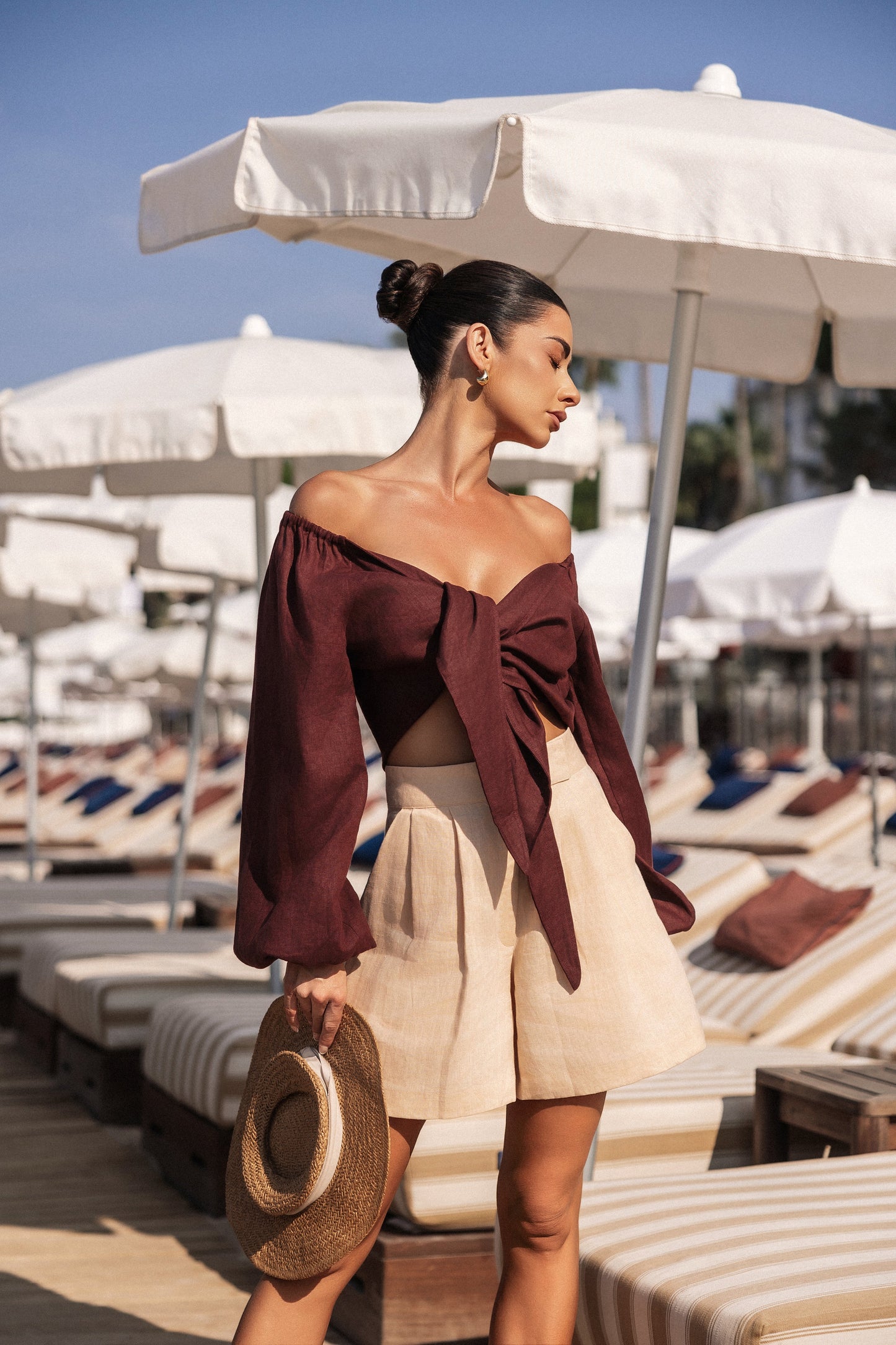 Linen Shorts and Linen Blouse Set. Limited edition