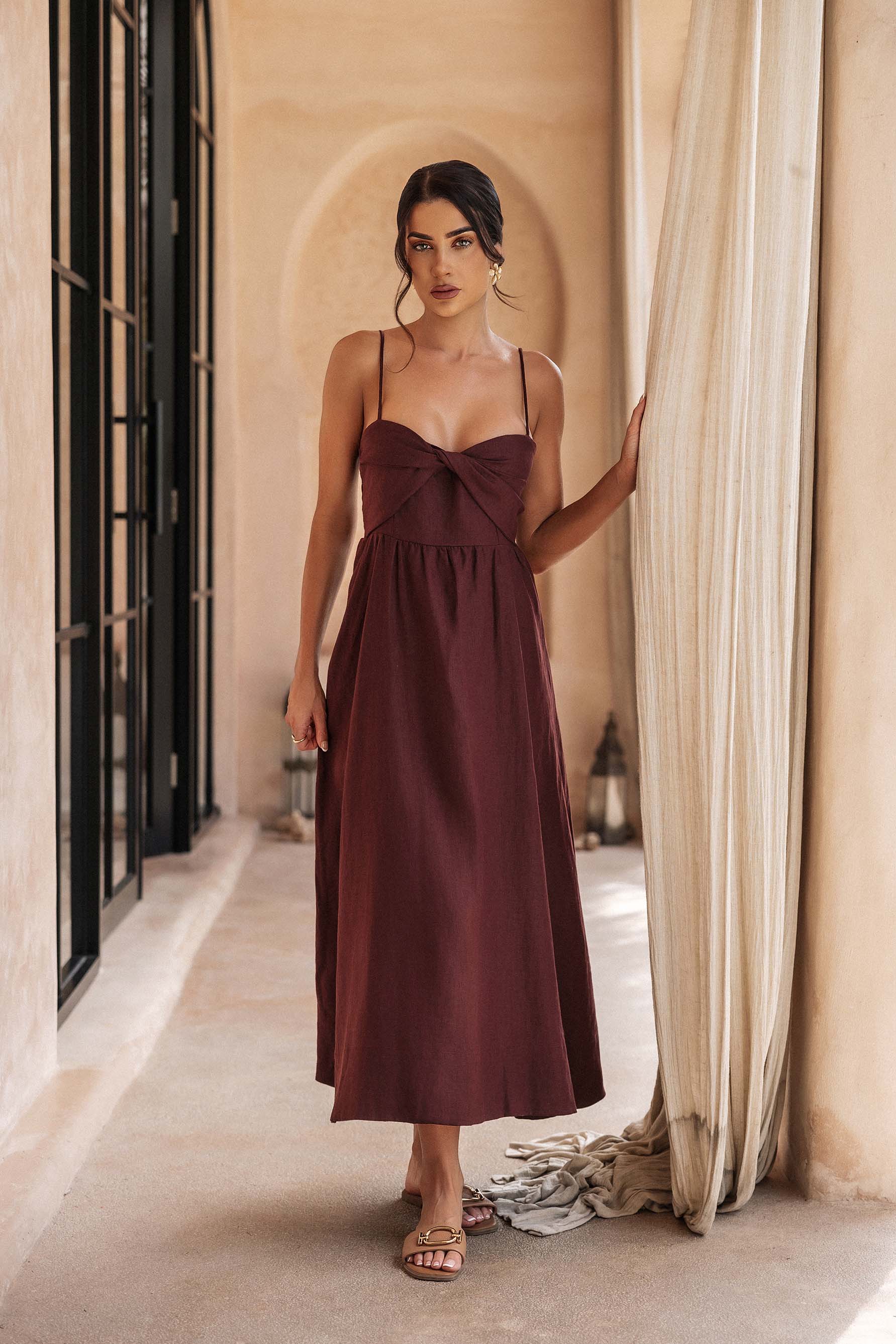 Signature Linen Dress fitted bodice and flare skirt W.two Capsule Collections