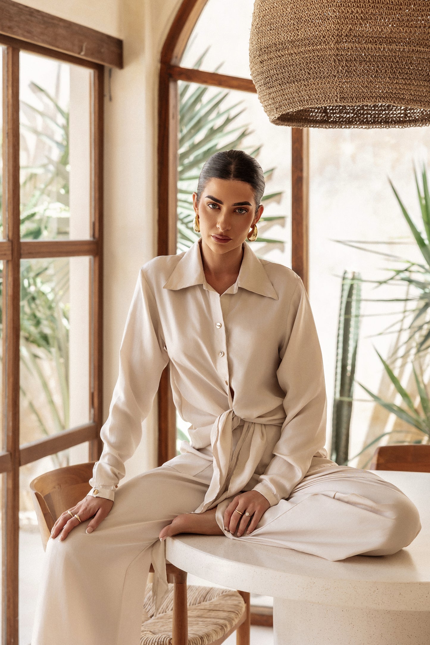 Signature Silk Wide Leg Trouser