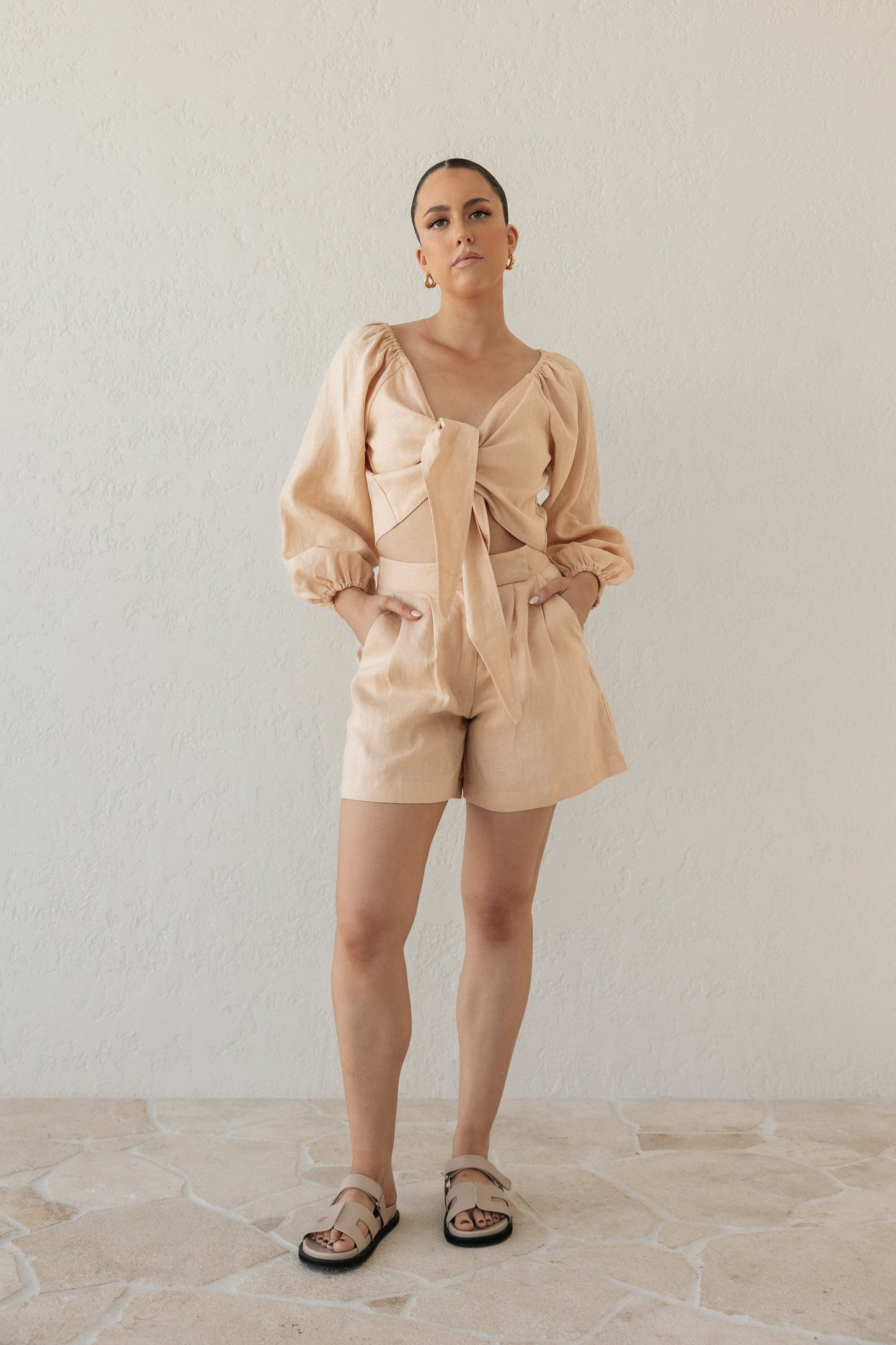Scorpios Puff Sleeve Blouse & Spilia Short Set