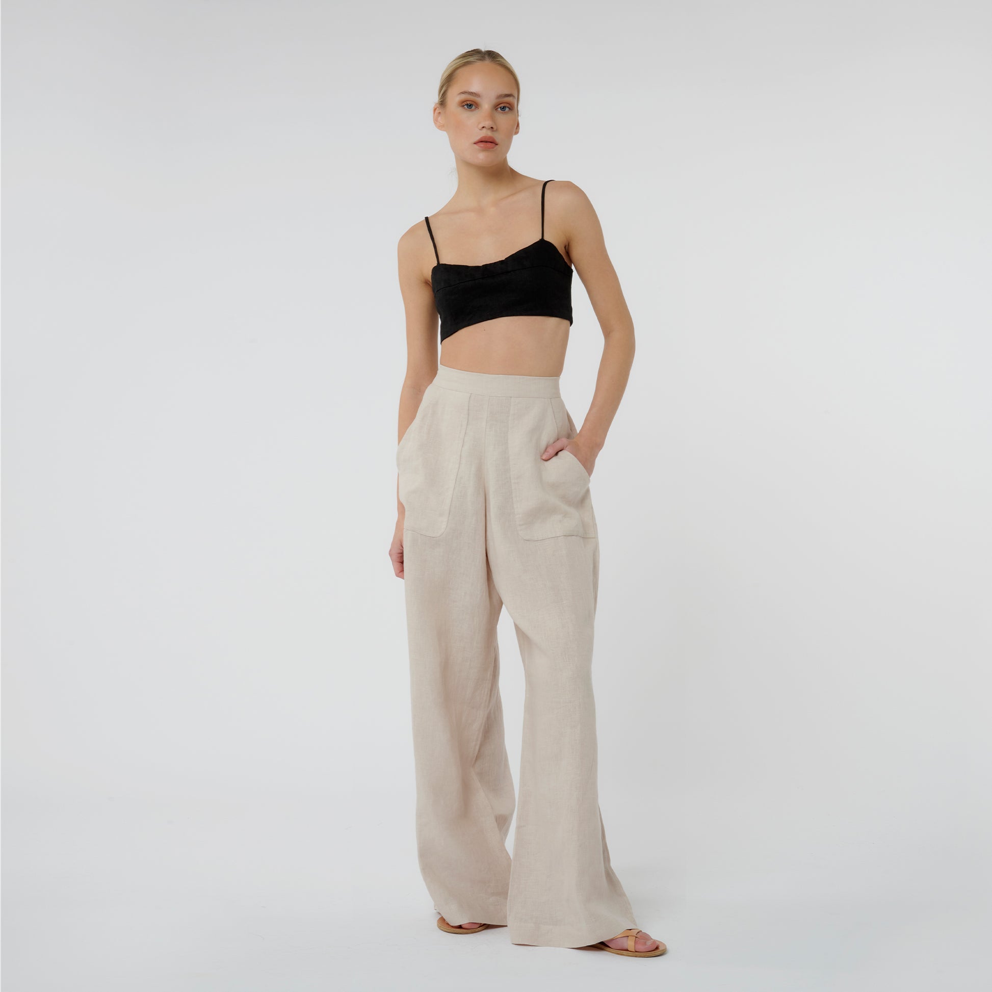 Signature Linen Wide Leg Trouser