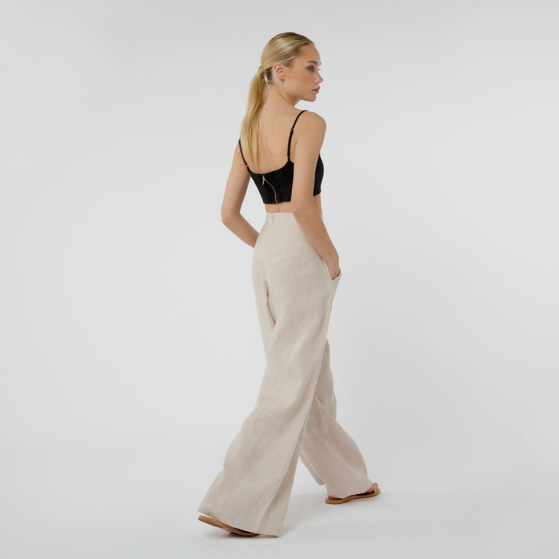 Signature Linen Wide Leg Trouser