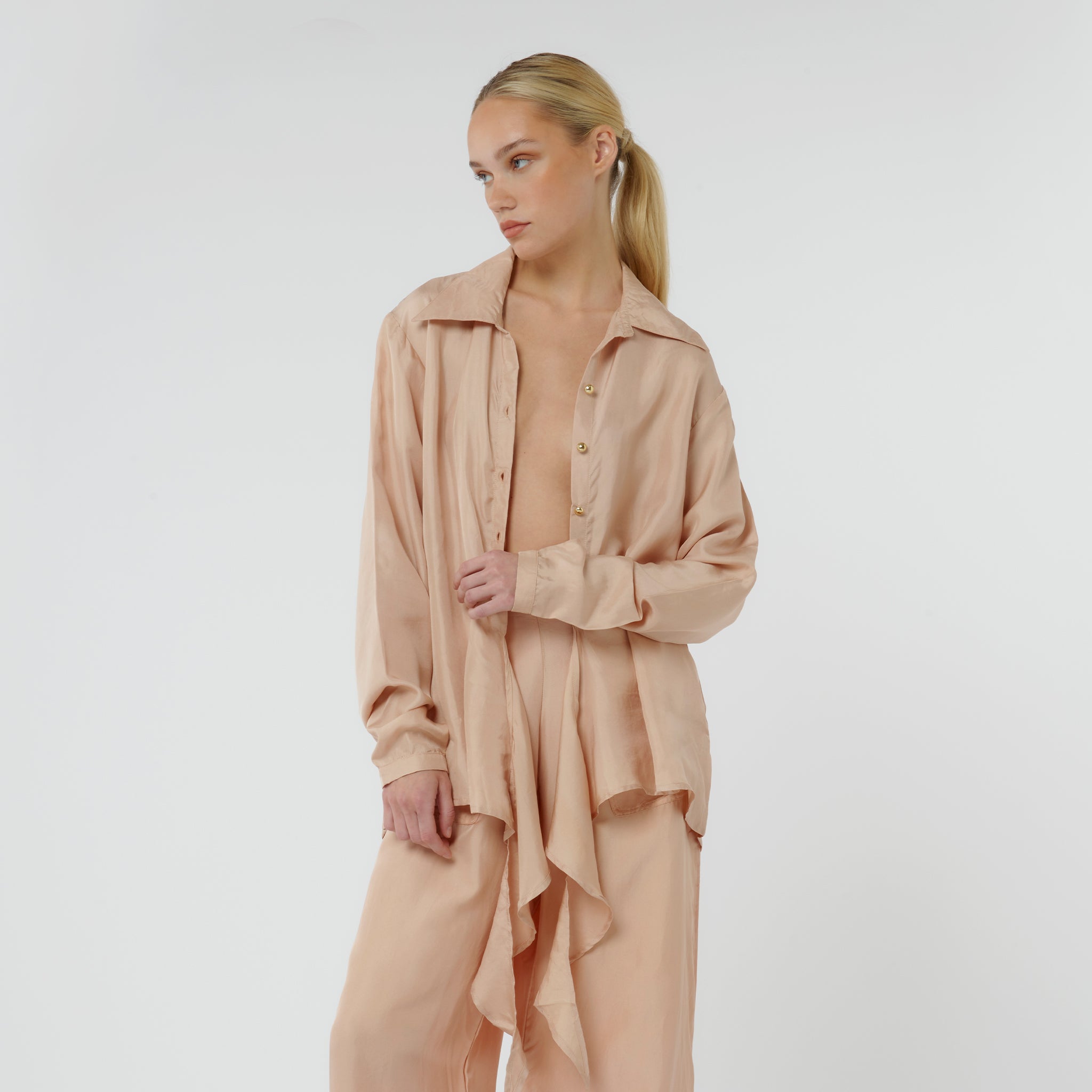 Say It Again Silk Pleated Blouse