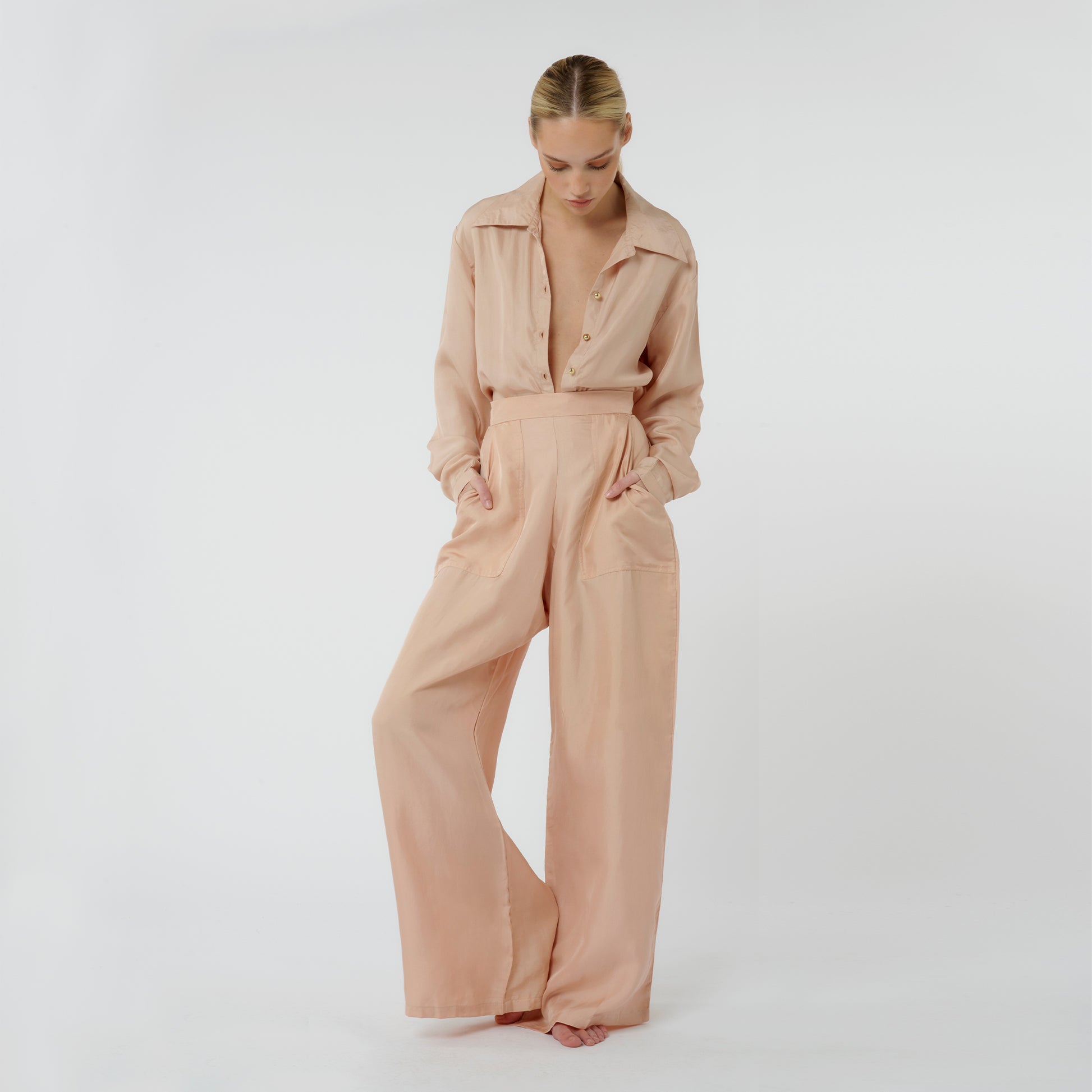 Signature Silk Wide Leg Trouser