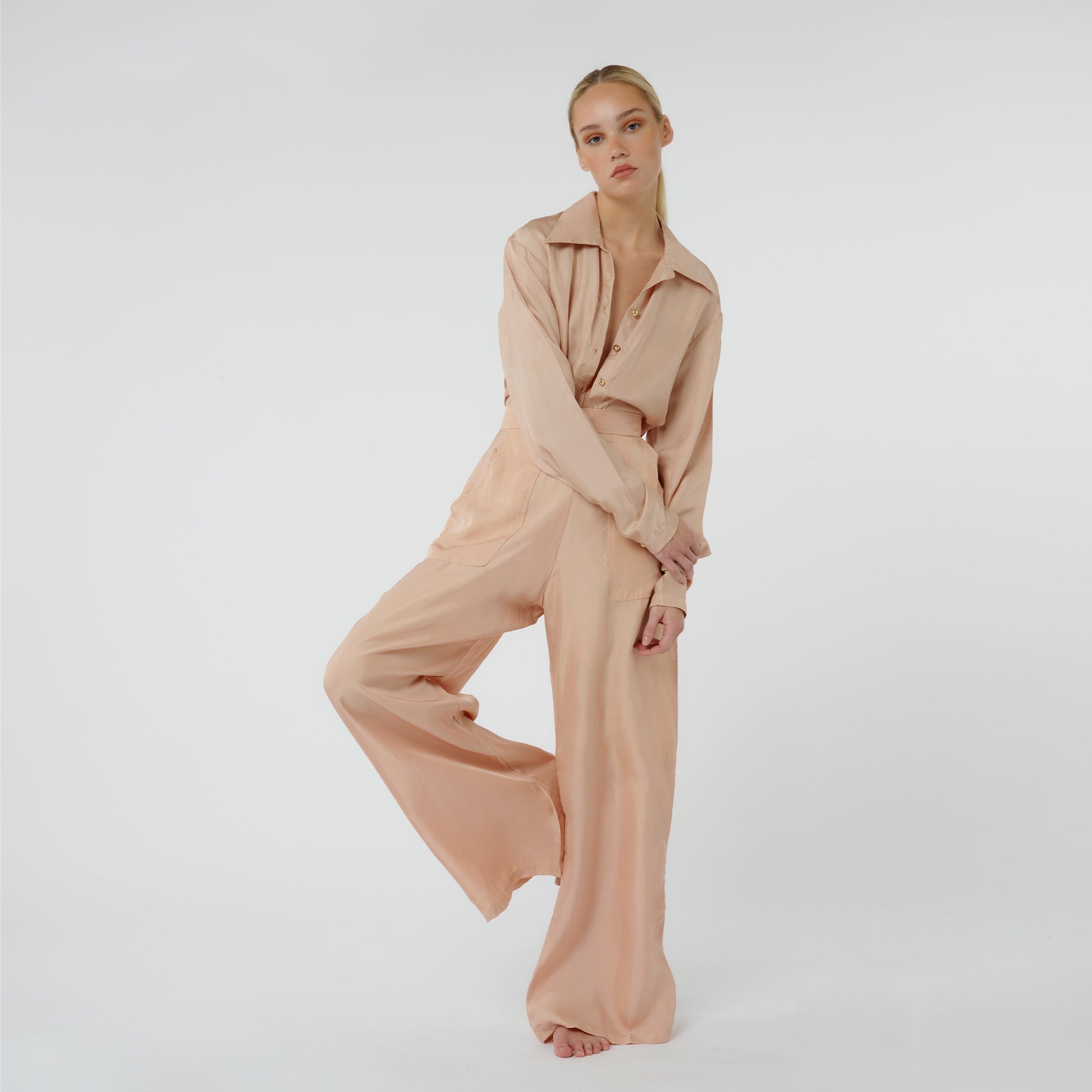 Signature Silk Wide Leg Trouser